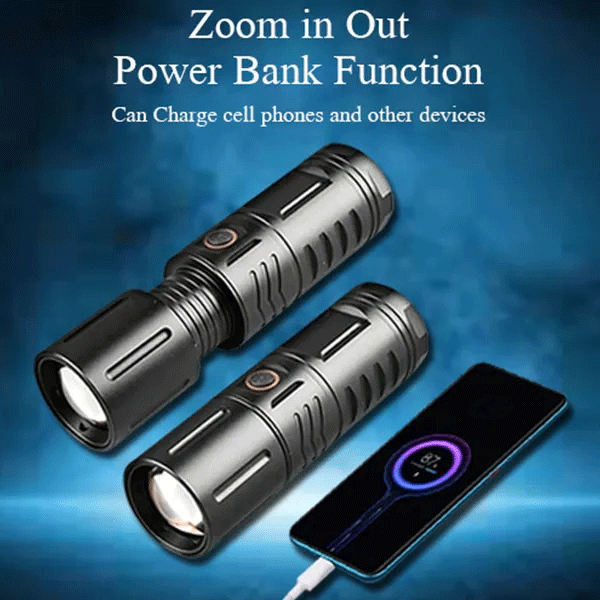 Rechargeable LED Torch Light Waterproof Strong LED Flashlight With Power Bank