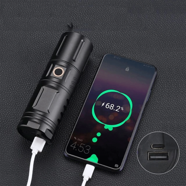 Rechargeable LED Torch Light Waterproof Strong LED Flashlight With Power Bank