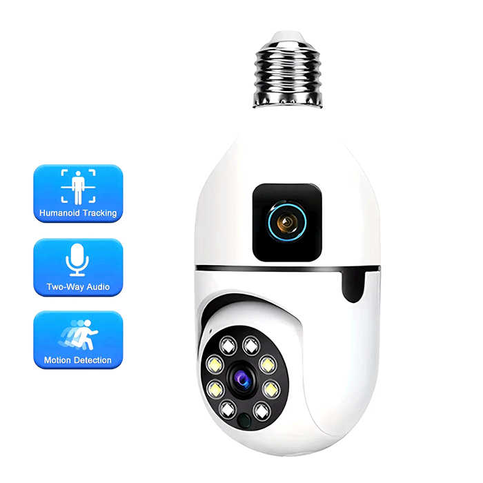 Dual Lens V380 PTZ Bulb IP Night Vision Camera
