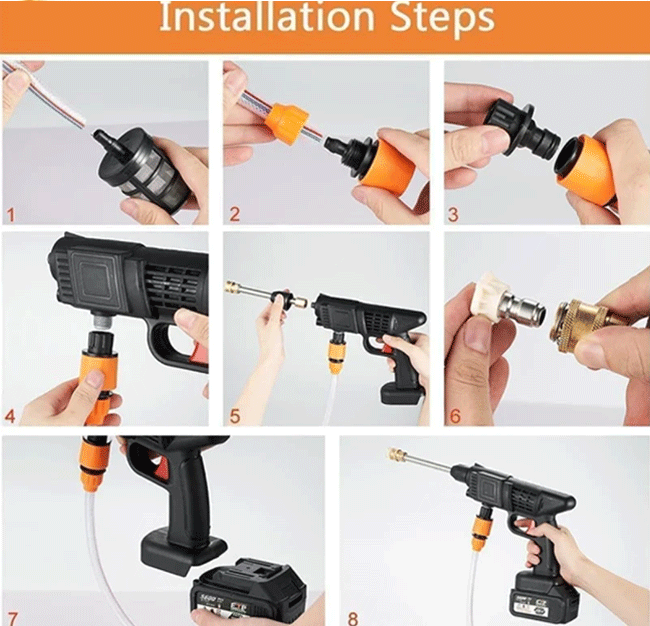 2 Battery 48V Rechargeable High Pressure Washer Gun