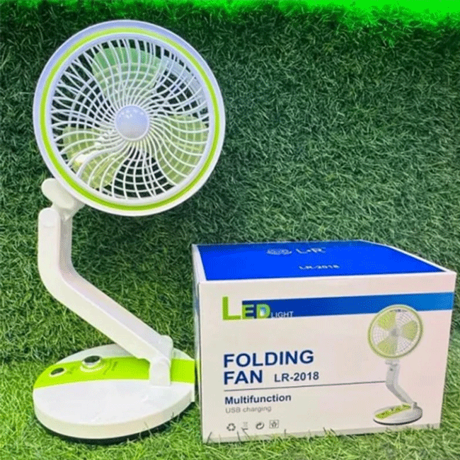 LR Rechargeable Folding  Fan With Light