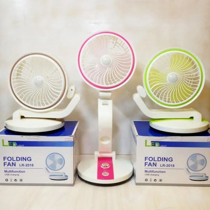 LR Rechargeable Folding  Fan With Light