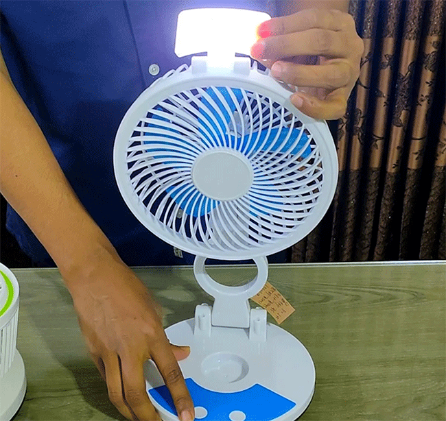 Rechargeable Table Fan With Light (1 Year Warranty)