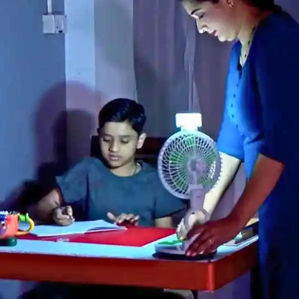 Rechargeable Table Fan With Light (1 Year Warranty)